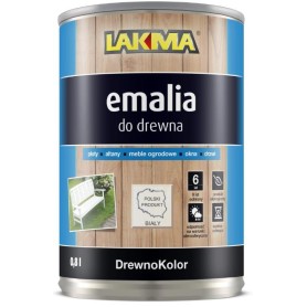 Emalia Akrylowa Do Drewna Biała Półmat  0,8L Lakma