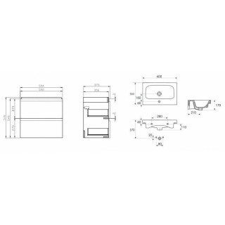 Set 981 Moduo Slim 60 Biały Dsm S801-227 Dsm /Szafka +Umywalka/