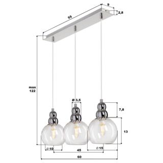 Lampa Wisząca Sufitowa Akso III Auhilon E14 3x40W Srebrna MD1632-3A