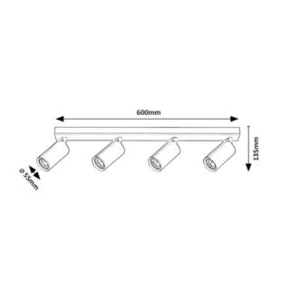 Lampa Sufitowa Spot Solo Rabalux GU10 4x25W Czarny 2086