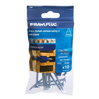 Kołek uniwersalny 4ALL 8x40 z wkrętem 5,0x60 Rawlplug 6szt/op