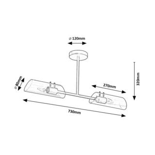 Lampa Sufitowa Łazienkowa Teodoro Rabalux E14 2x12W Czarna 75028