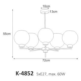 Żyrandol Lampa Sufitowa Aldar Kaja E27 5x60W Czarny K-4852