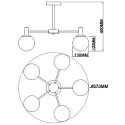 Żyrandol Lampa Sufitowa Momo Agora E27 5x40W Srebrny 06309-5