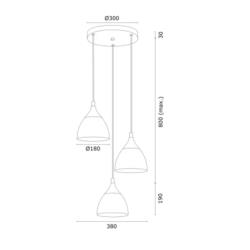 Lampa Wisząca Sufitowa Murano Argon E27 3x15W Czarna 6139