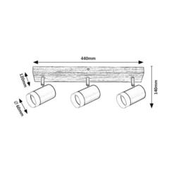 Reflektor Lampa Sufitowa Toras Rabalux GU10 3x5W Czarny 73123