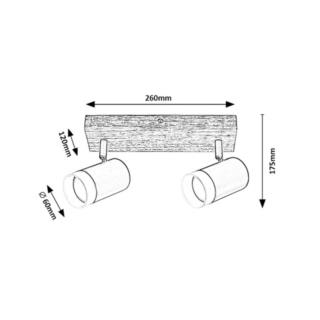 Reflektor Lampa Sufitowa Toras Rabalux GU10 2x5W Czarny 73122