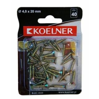 Wkręty do drewna hartowane z łbem stożkowym UC 4,0x20mm Koelner 40szt/op Wkręty do drewna hartowane z łbem stożkowym UC 4,0x20mm Koelner 40szt/op