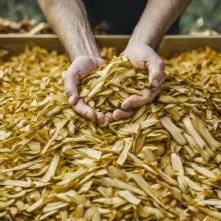 Zrębki drzewne dekoracyjne 50L żółte Wokas Premium