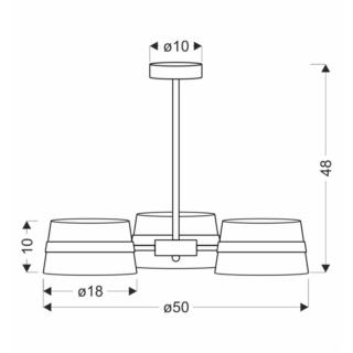 Lampa sufitowa czarna 3x40W E14 Demy Candellux