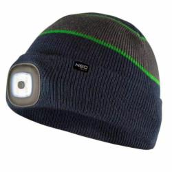 Czapka granatowo-szaro-zielona z latarką LED Premium Neo Tools 81-630