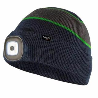Czapka granatowo-szaro-zielona z latarką LED Premium Neo Tools 81-630