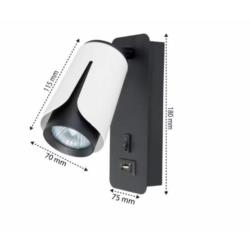 Kinkiet do czytania GU10 biało-czarny USB Xudo XD-IK270W