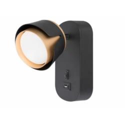 Kinkiet do czytania GX53 czarno-złoty USB Xudo XD-IK271B