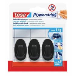 Haczyk samoprzylepny owalny czarny Powerstrips Tesa 58275 3szt/op