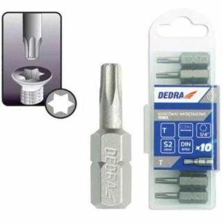 Bity Torx T10x25mm stal nierdzewna Dedra 18A03T100-10 10szt/op Bity Torx T10x25mm stal nierdzewna Dedra 18A03T100-10 10szt/op