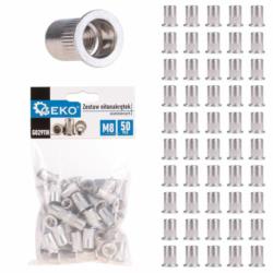 Nitonakrętki aluminiowe M8 1,0-3,5mm Geko G02911H 50szt/op