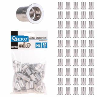 Nitonakrętki aluminiowe M8 1,0-3,5mm Geko G02911H 50szt/op