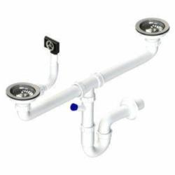 Syfon do zlewu dwukomorowego rurowy 90mm Tycner 2657