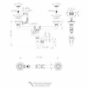 Syfon do zlewu dwukomorowego rurowy 90mm Tycner 2657
