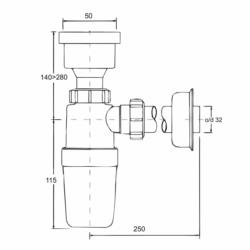 Syfon pisuarowy prosty 50x32mm Mcalpine HC2P