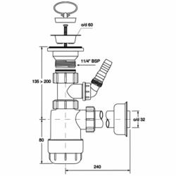 Syfon umywalkowy butelkowy niski 1 1/4"x32mm Mcalpine HC1LWM Syfon umywalkowy butelkowy niski 1 1/4"x32mm Mcalpine HC1LWM