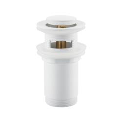 Korek umywalkowy Balneo mosiężny klik-klak model E biały z przelewem