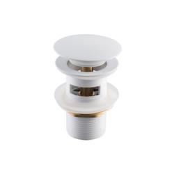 Korek umywalkowy Balneo mosiężny klik-klak model A biały z przelewem