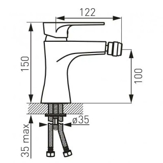 BATERIA ALGEO SQUARE BIDET. SPUST,CHROM FE-BAQ6