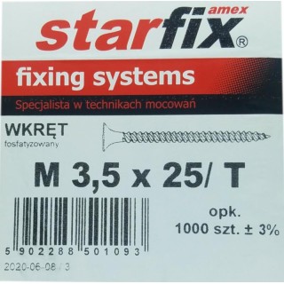 WKRĘTY FOSFATOWANE 3,5x25 METAL M3525T STARFIX op.1000szt