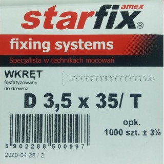 WKRĘTY FOSFATOWANE 3,5x35 DREWNO  D3535T STARFIX op.1000szt