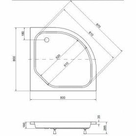 BRODZIK DIPER II PÓŁOKR. 80x80x15/25 BE-BAD-80-II  BESCO