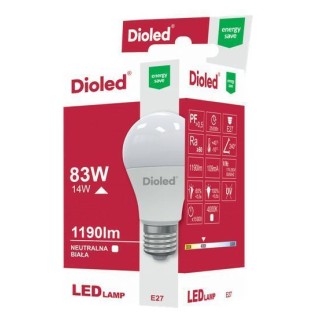 ŻARÓWKA LED DD E27 14W 1190lm 230V NEUTRALNA BIAŁA  DIOLED