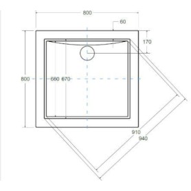 BRODZIK AQUARIUS SLIMLINE80x80x3 BAA-80-K