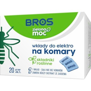 WKŁADY DO ELEKTROFUMIGATORA NA KOMARY BROS 20SZT. ZIELONA MOC