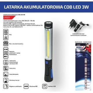 LATARKA AKU. 3W ZASILACZ USB  DEDRA L1023