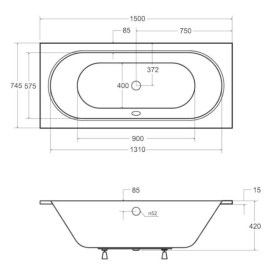 WANNA PROSTOKĄTNA VITAE SLIM WAV-150-SL 150x75