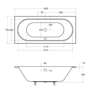 WANNA PROSTOkĄTNA VITAE SLIM  WAV-180-SL 180X80