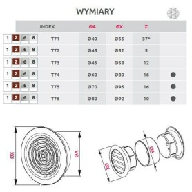 OSŁONA "MINI-WENT" FI70 BIAŁA T75