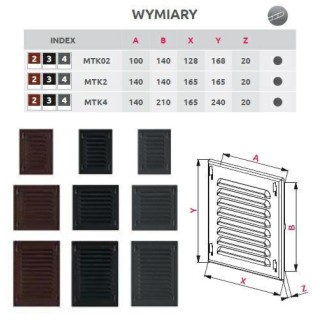 KRATKA WENTYLACYJNA METALOWA 14x14 BRĄZ  MTK2BR