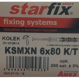 KOŁEK WBIJANY KSMXN 6x80 op. 200szt AMEX