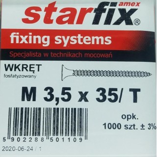 WKRĘTY FOSFATOWANE 35x35MM DO BLACHY M3535T op. 1000szt STARFIX