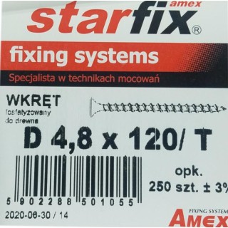 WKRĘTY FOSFATOWANE 4,8x120 DREWNO D48120T STARFIX op.250szt