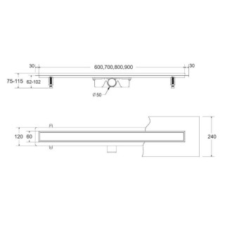 ODPŁYW LINIOWY VIRGO BLACK 60x6 OL-60-VBL