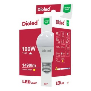 ŻARÓWKA LED DD E27 15W 1500lm 3000K CIEPŁA BIAŁA  DIOLED