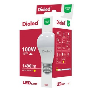 ŻARÓWKA LED DD E27 15W 1500lm 3000K CIEPŁA BIAŁA  DIOLED