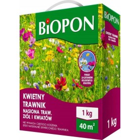 Mieszanka traw, ziół i kwiatów Kwietny Trawnik 1kg Biopon