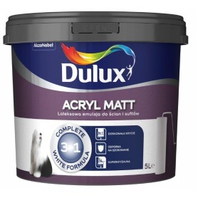 Farba Emulsja Lateksowa do Ścian i Sufitów Dulux Acryl Matt 5L Biała