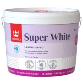 Farba Tikkurila Super White 11L Biała Lateksowa do Ścian i Sufitów